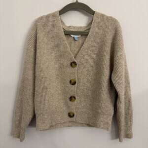Market Spruce Children’s Cardigan Sweater XS (4-5) Tan Button Front Long Sleeves
